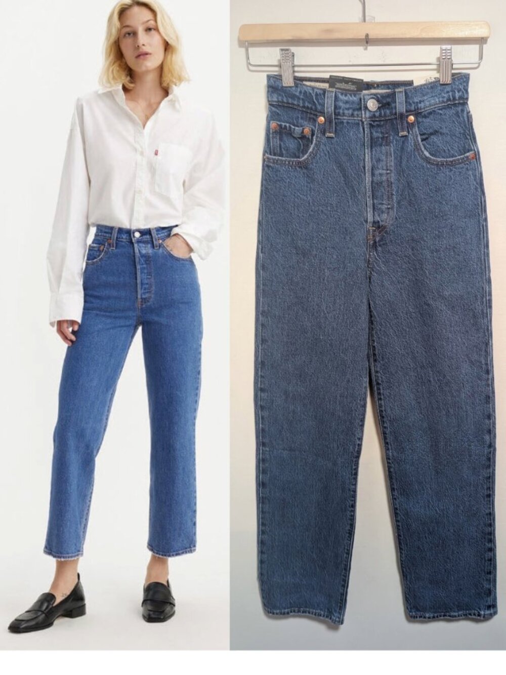 Levi’s | Ribcage Straight Ankle Jeans In Medium Blue Wash